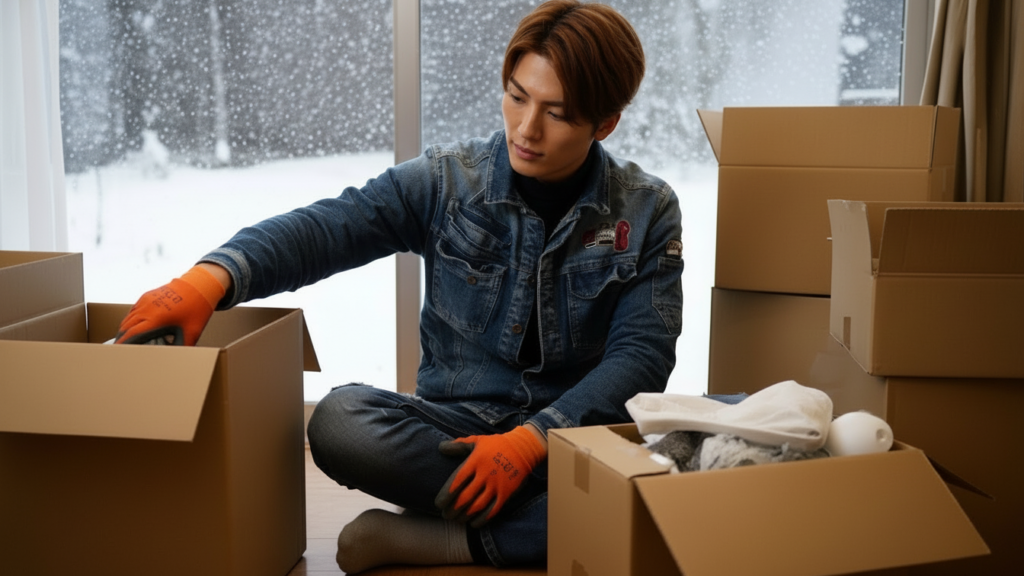 不用品回収するスタッフ