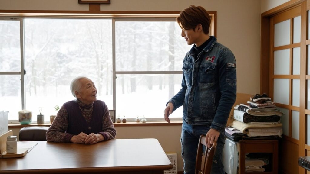 不用品回収の相談をする高齢者