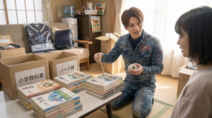 不用品回収の作業中の男性スタッフ