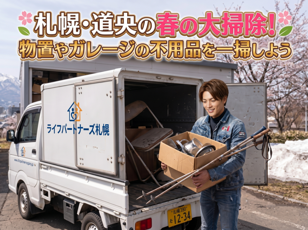 箱型トラックの後方で自転車を積み込む便利屋スタッフ