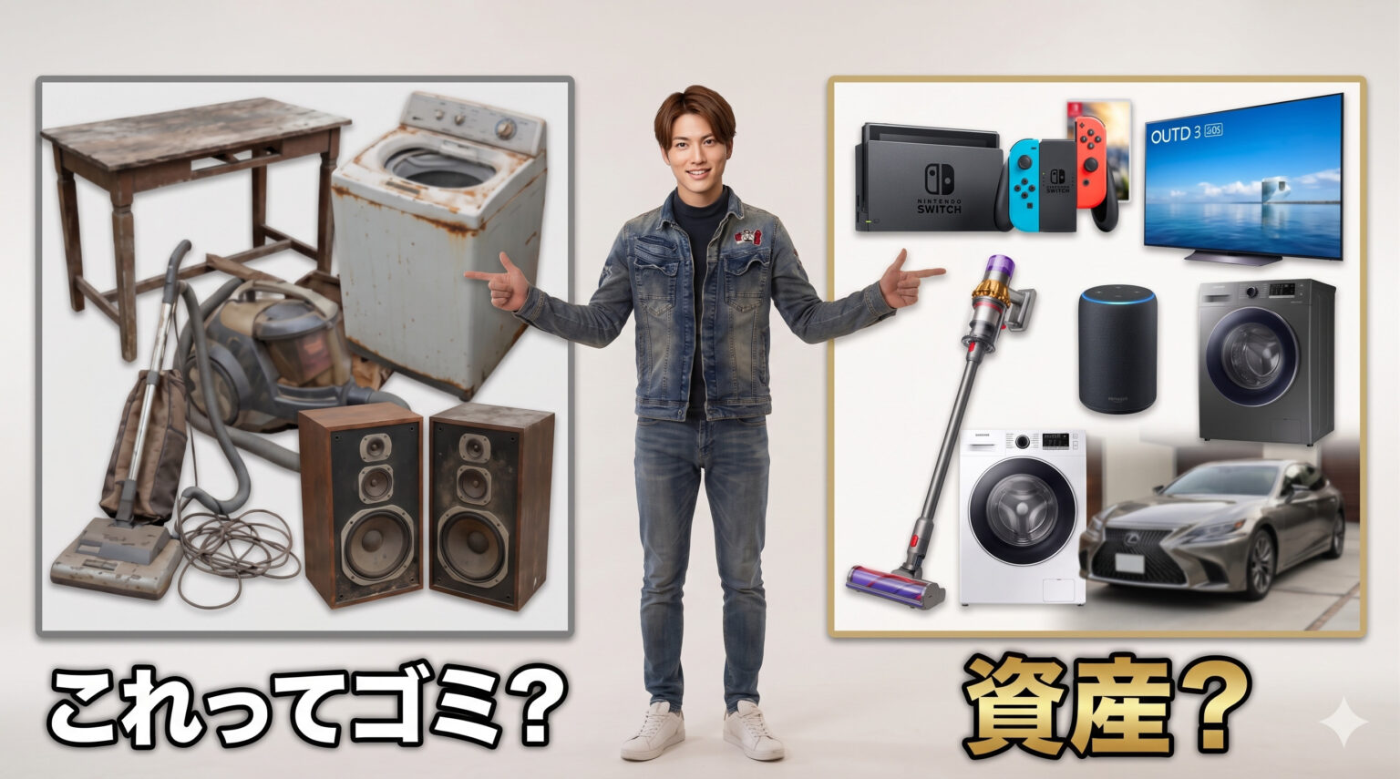 不用品と買取可能な家電や家具を比較するイメージ画像