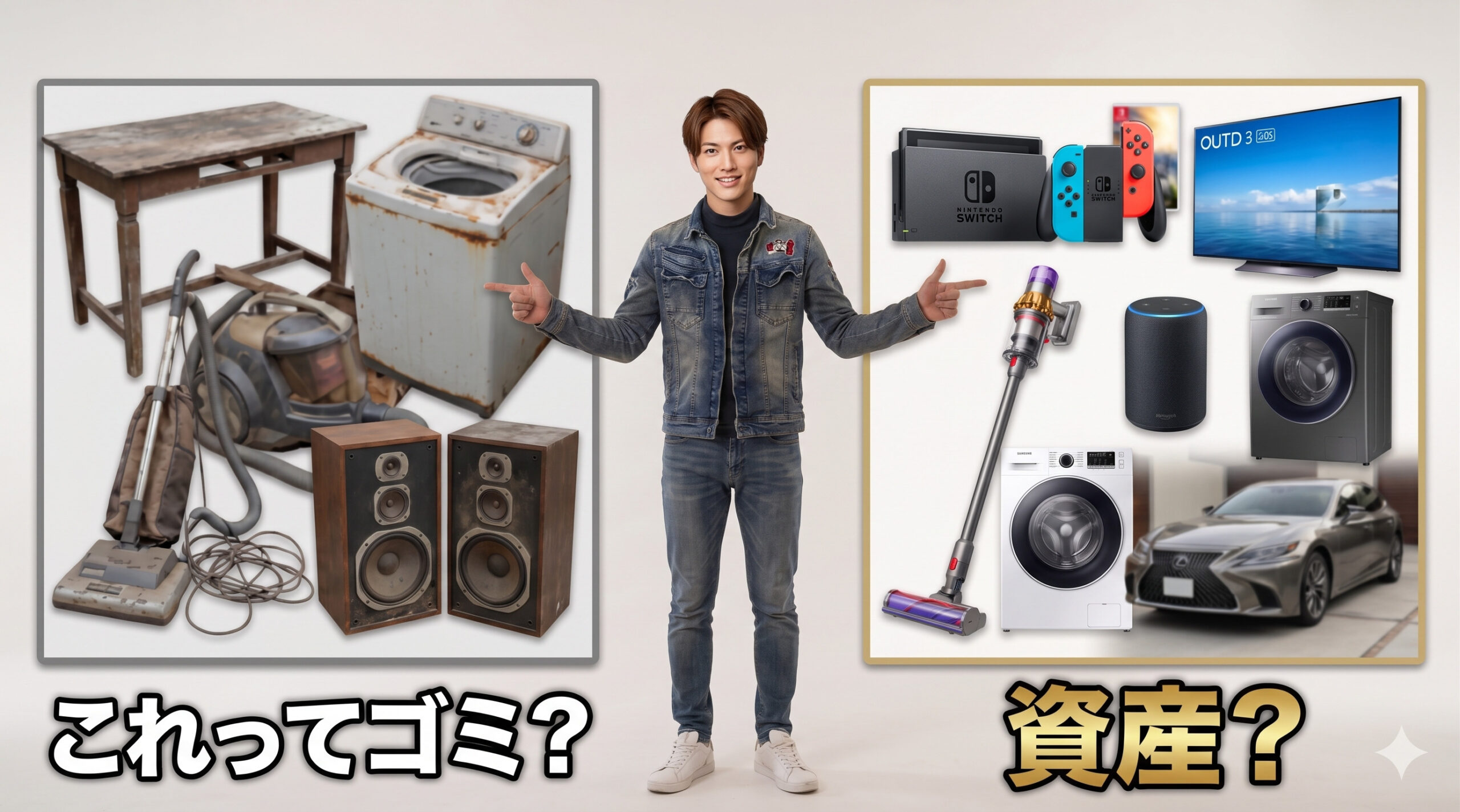 不用品と買取可能な家電や家具を比較するイメージ画像
