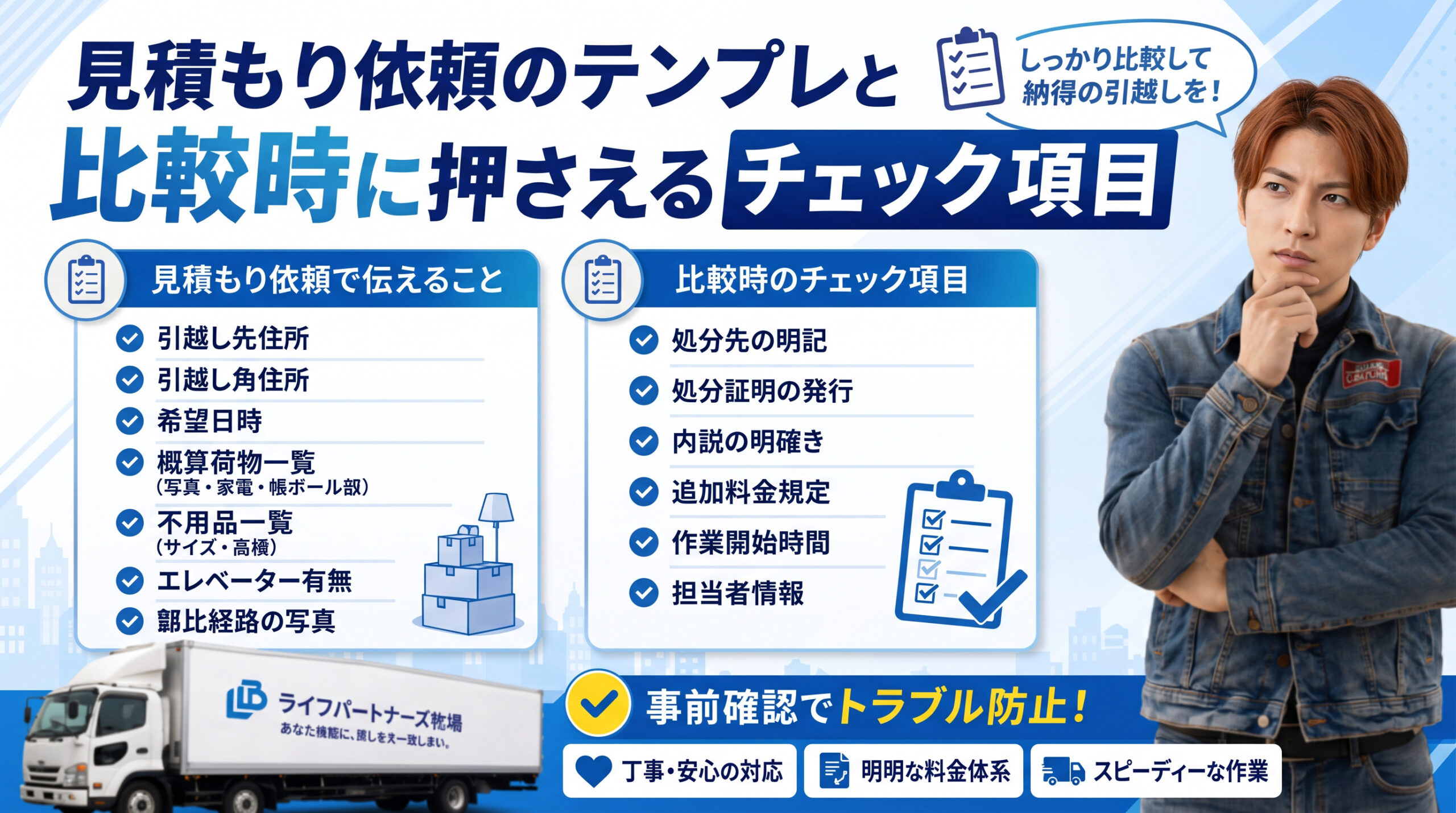 見積もり依頼時に確認すべき引越しチェック項目を紹介する案内画像
