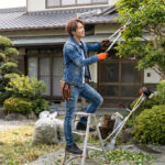 札幌の便利屋による庭木剪定と草刈り作業の様子