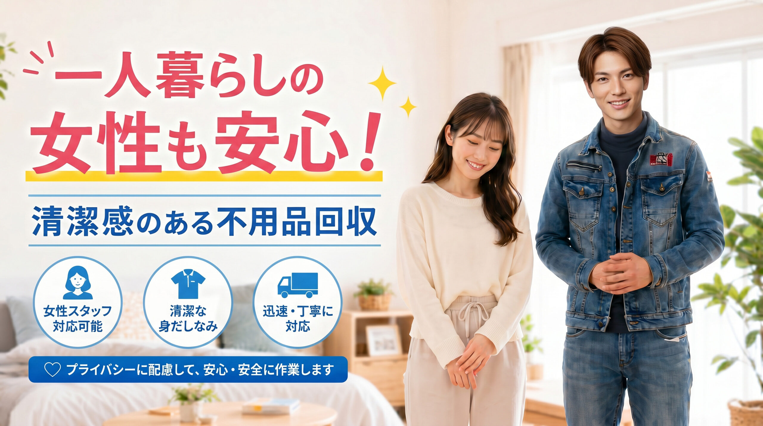 女性の一人暮らしでも安心して相談できる不用品回収サービス画像