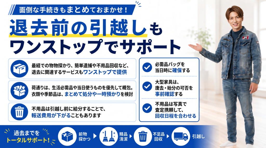 退去前の引越しと不用品回収をまとめて案内する便利屋サービス画像
