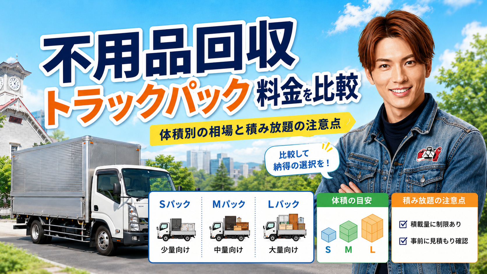 札幌の不用品回収トラックパック料金を比較するイメージ画像